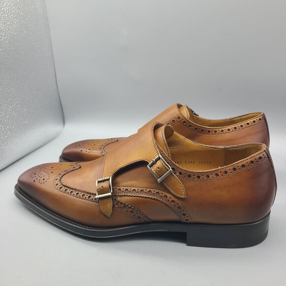 Magnanni  mens shoes Yuma Wingtip Double Strap Monk Brogue Brown  US 11/ 44 NEW main image 9